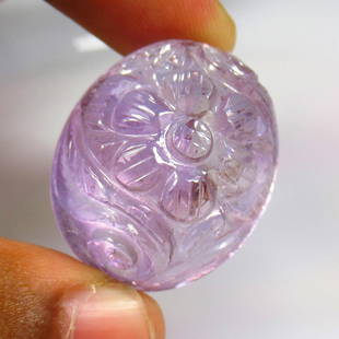 94.28 Ct Natural Purple Amethyst Loose Stone: Weight - 94.28 Ct / Size - 30.00 x 25.00 x 18.70 mm / Shape - Oval Carving Cabochon / Color - Purple / Clarity - VVS / Origin -Brazil / Treatment - None