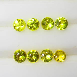 1.07 Ct Natural 8 Yellow Sapphire Set Loose Stones: Weight - 1.07 Ct / Size- 3.00 - 3.30 mm / 8 Pc's / Shape - Round Cut / Clarity - VVS / Origin - Sri Lanka / Treatment - Standard Heated