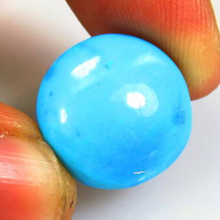 12.71 Ct Natural Blue Turquoise Loose Stone: Weight - 12.71 Ct / Size - 17.20 x 17.20 x 5.50 mm / Good Color / Round Cabochon - Ready for Jewellery Setting / Origin - Africa / Treatment - None