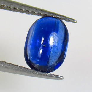 1.20 Ct Natural Deep Blue Kyanite Loose Stone: Weight - 1.20 Ct / Size - 7.80 x 5.80 x 3.10 mm / Shape - Oval Cabochon / Color - Deep Blue / Clarity - Transparent / Origin - India / Treatment - None