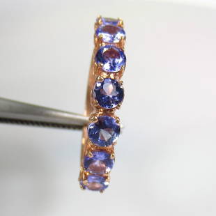 2.34 g 925 Sealed Silver Natural Tanzanite Ring: Ring Size - US - 7 mm / Inner Diameter - 17 mm / Stone Size : 4.00 mm / Stone Pieces - 7 No's / Stone Shape - Round Cut