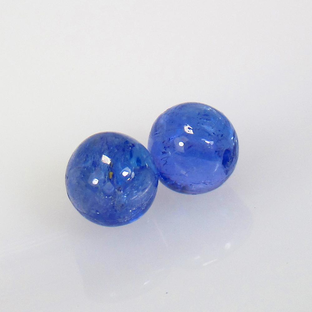 4.23 Ct Natural 2 Drilled Tanzanite Loose Beads: Weight - 4.23 Ct / Size - 6.00 - 6.30 mm / 2 Pc's / Shape -Drilled Round Beads / Clarity - VVS / Origin - Tanzania / Treatment - Standard Heated