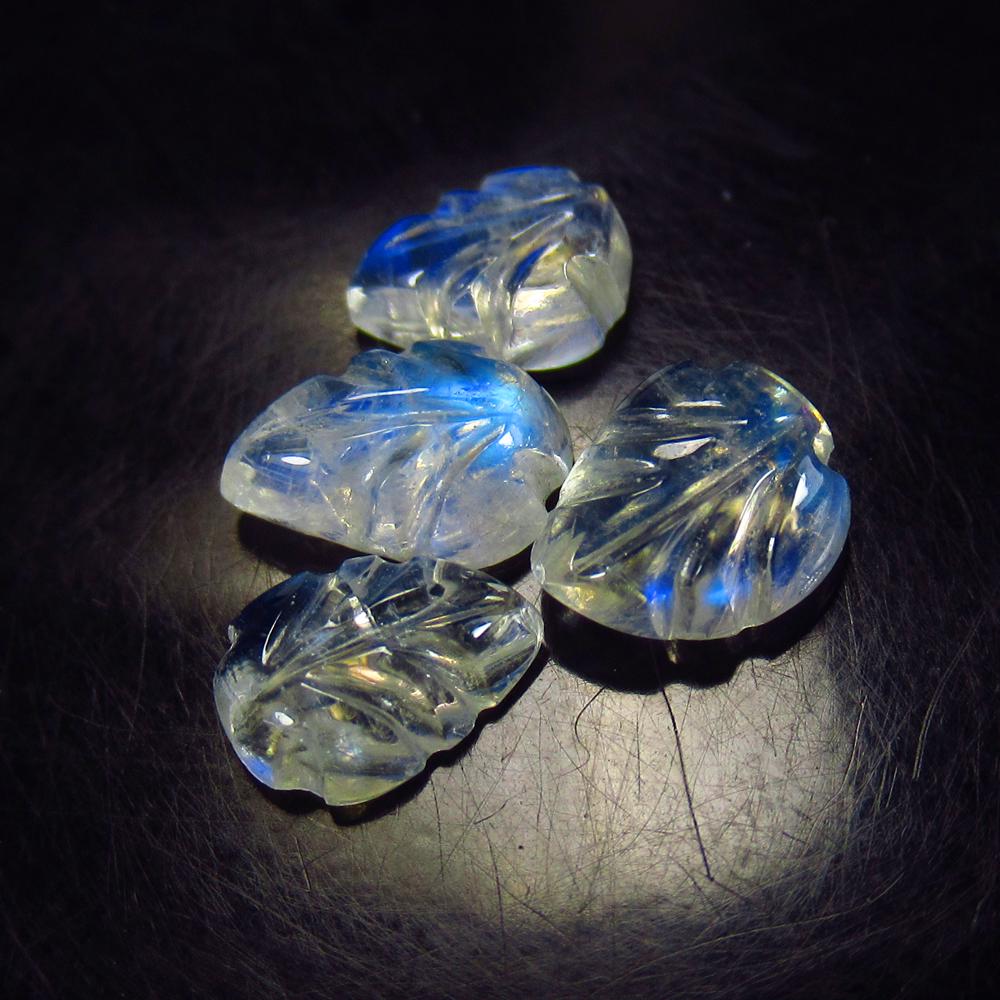 2.55 Ct Natural 4 Blue Moonstone Set Loose Stones: Weight - 2.55 Ct / Size -6.8x4.5 - 7.3x5.2 mm / 4 Pc's / Shape - Excellent Carving / Clarity - Opaque / Origin - India / Treatment - None