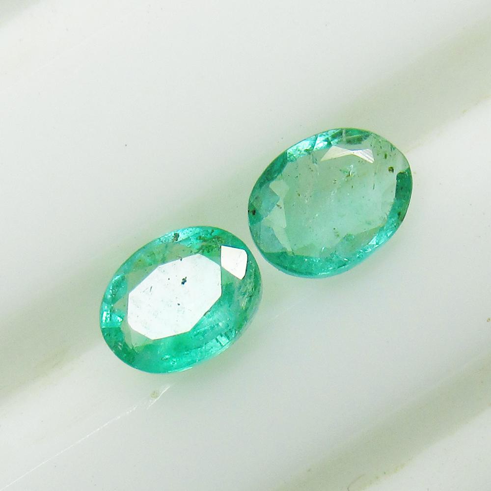 0.74 Ct Natural Emerald Pair Loose Stones (1 of 2)