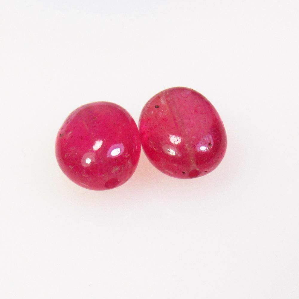 7.97 Ct Natural 2 Drilled Red Ruby Loose Beads (1 of 2)