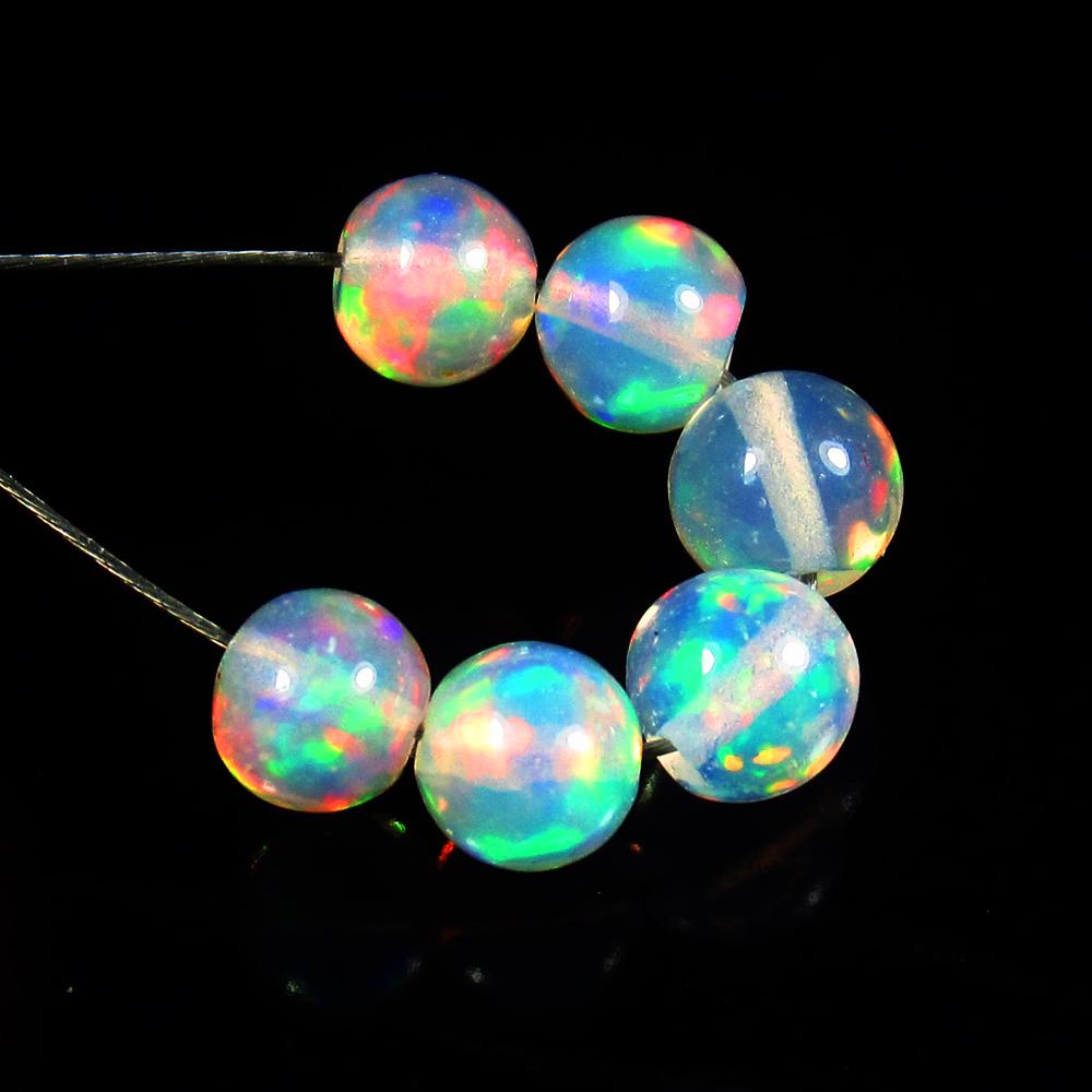2.15 Ct Natural 6 Drilled Multi-color Fire Opal Loose Beads (1 of 2)