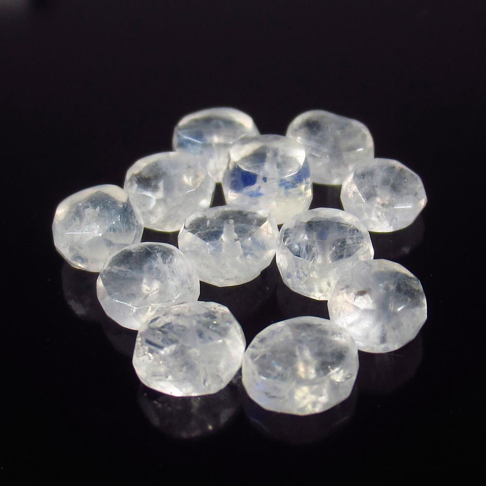 10.00 Ct Natural 12 Blue Moonstone Loose Beads: Weight - 10.00 Ct / Size - 5.80 - 6.50 mm / 12 Pc's / Shape - Round Beads / Clarity - Semi-Transparent / Origin - India / Treatment - None