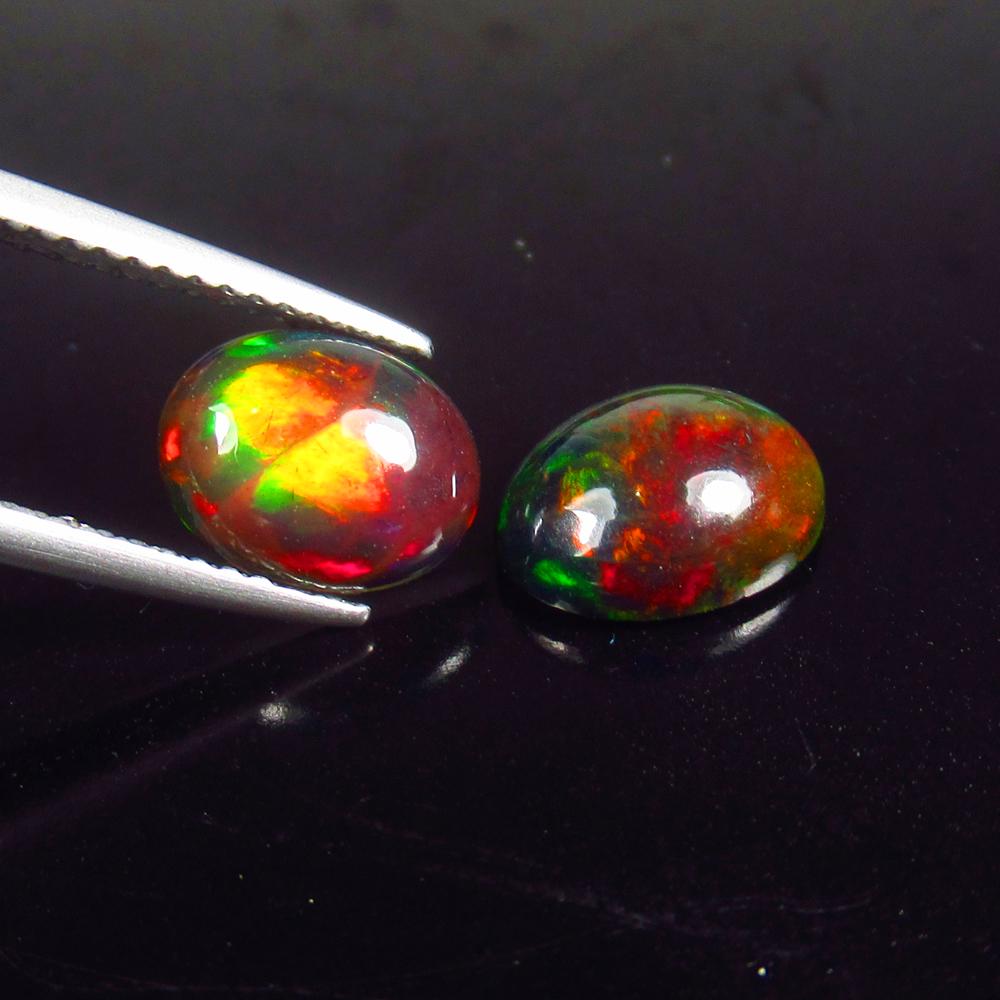 2.53 Ct Natural Black Fire Opal Pair Loose Stones (1 of 3)