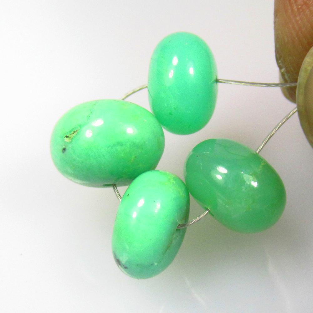 12.10 Ct Natural 4 Chrysoprase Loose Beads: Weight - 12.10 Ct / Size - 8.10 - 8.70 mm / 4 Pc's / Shape - Drilled Round Beads / Color - Green / Clarity - Opaque / Origin - Brazil / Treatment - None