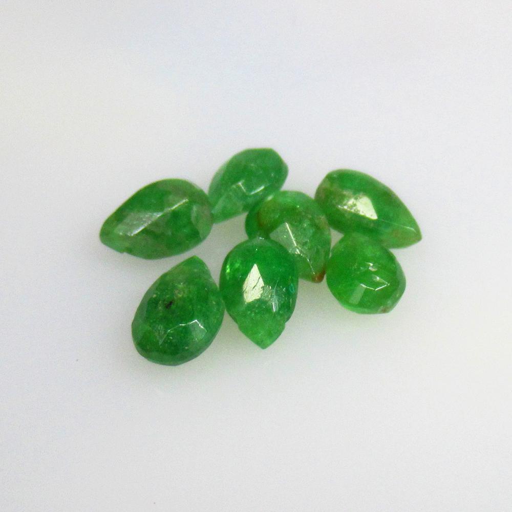 4.86 Ct Natural 7 Tsavorite Granet Loose Beads: Weight - 4.86 Ct / Size - 6.0x4.0 - 7.0x4.5 mm / 7 Pc's/ Shape - Drilled Pear Beads / Color - Green / Clarity - SI / Origin - Madagascar / Treatment - None