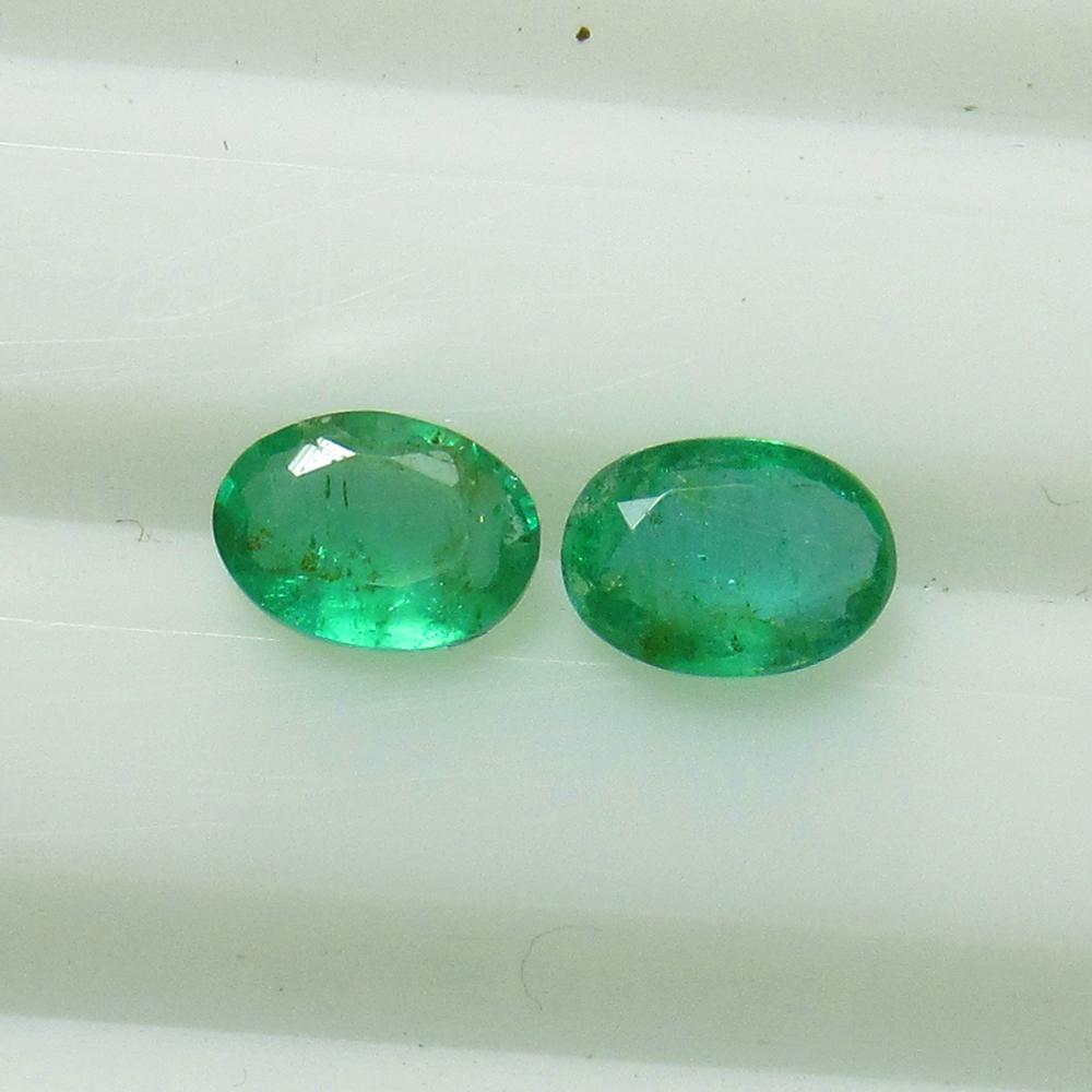 0.66 Ct Natural Emerald Pair Loose Stones (1 of 3)