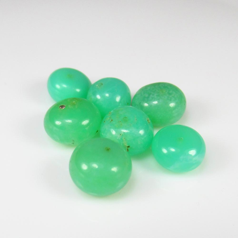 14.86 Ct Natural 7 Chrysoprase Loose Beads: Weight - 14.86 Ct / Size - 7.20 - 8.10 mm / 7 Pc's / Shape - Drilled Round Beads / Color - Green / Clarity - Opaque / Origin - Brazil / Treatment - None