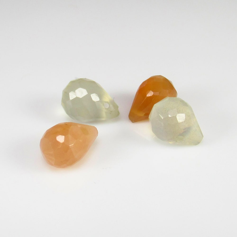6.73 Ct Natural 4 Moonstone Loose Beads: Weight - 6.73 Ct / Size - 8.0x6.0 - 9.0x6.0 mm / 4 Pc's / Shape - Pear Drop Beads / Clarity - Semi-Transparent / Origin - India / Treatment - None