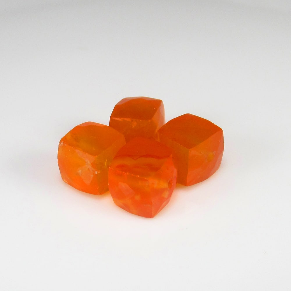 13.35 Ct Natural 4 Carnelian Loose Beads: Weight - 13.35 Ct / Size - 7.2x6.9 - 7.5x7.1 mm / 4 Pc's / Shape - Excellent Square Beads / Clarity - Semi - Transparent / Origin - Brazil