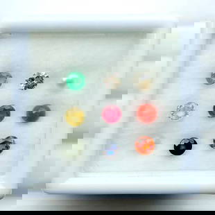 Calibrate 3 mm Round Natural Navratna 9 Gemstones Set: 9 Stones - Emerald, American Diamond(AD), Pearl, Yellow Sapphire, Ruby, Coral, Catseye, Blue Sapphire & Garnet / Stock Id : N11815