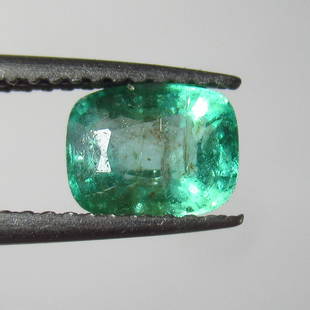 1.14 Ct Natural Emerald Loose Stone: Weight - 1.14 Ct / Size - 7.00 x 5.60 x 4.20 mm / Shape - Cushion Cut / Color - Green / Clarity - SI / Origin - Zambia / Treatment - Colorless Oil / Stock Id : N11854