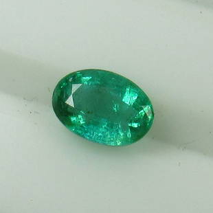 0.86 Ct Natural Emerald Loose Stone: Weight - 0.86 Ct / Size - 7.20 x 5.00 x 3.60 mm / Shape - Oval Cut / Color - Green / Clarity - SI / Origin - Zambia / Treatment - Colorless Oil / Stock Id : N12120