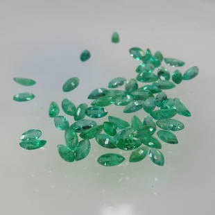 3.64 Ct Natural Emerald Lot Loose Stones: Weight - 3.645 Ct / Size - 2.3x1.5 - 4.3x2.1 mm / 60 Pc's / Shape - Marquise Cut / Color - Green / Clarity - SI / Origin - Zambia / Treatment - Colorless Oil / Stock Id : N12910