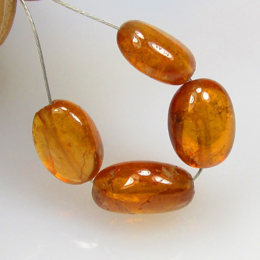 9.27 Ct Natural 4 Hessonite Garnet Loose Beads: Weight - 9.27 Ct / Size - 8.1x6.2 - 8.3x6.1 mm / 4 Pc's / Shape - Dumble Beads / Clarity - VVS / Origin - Nigeria / Treatment - None