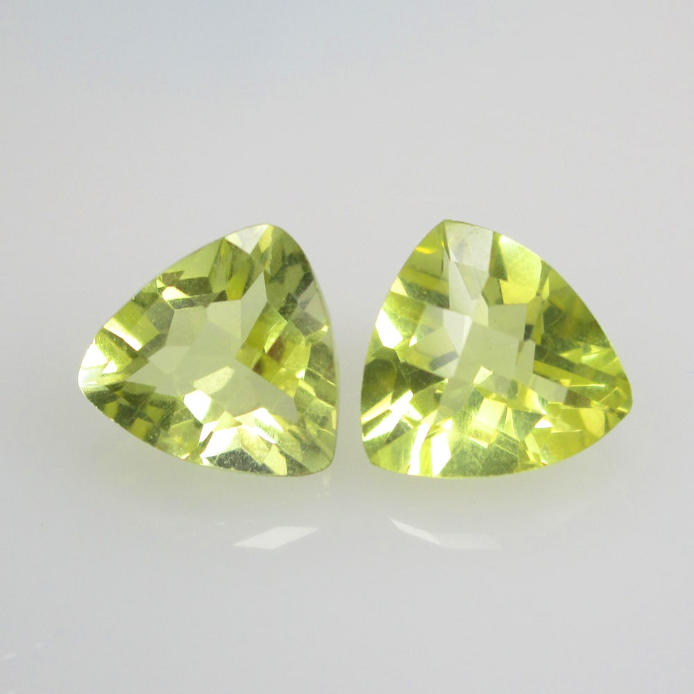 3.30 Ct Natural Lemon Quartz Pair Loose Stones: Weight - 3.30 Ct / Size - 8.20 x 8.00 x 5.30 mm / 2 Pc's / Top Quality Luster / Excellent Trillion Cut / Origin - Brazil / Treatment - None