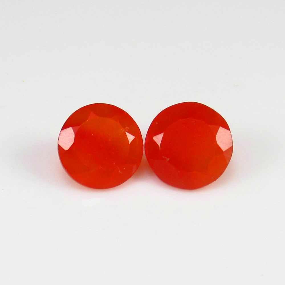 2.40 Ct Natural Carnelian Pair Loose Stones: Weight - 2.40 Ct / Size -7.20 x 7.20 x 4.40 mm / 2 Pc's / Shape - Excellent Round Cut / Clarity - Semi - Transparent / Origin - Brazil
