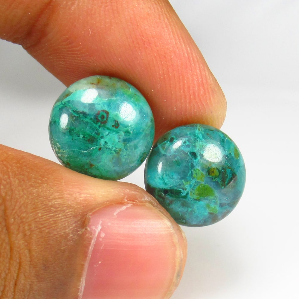 12.11 Ct Natural Chrysocolla Pair Loose Stones (1 of 2)