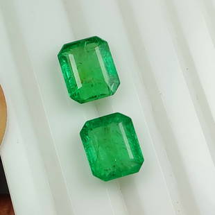 7.90 Ctw Natural Zambian Emerald Octagon Pair Certified Natural Gemstones: Weight - 7.9 Ct / Size - 9.90 x 8.40 x 5.20 mm / 2 P'cs / Clariry - SI / Very Good Luster / Excellent Octagon Cut / Origin - Zambia / Hardness - 7.5-8.0 / Treatment - Colorless Oil