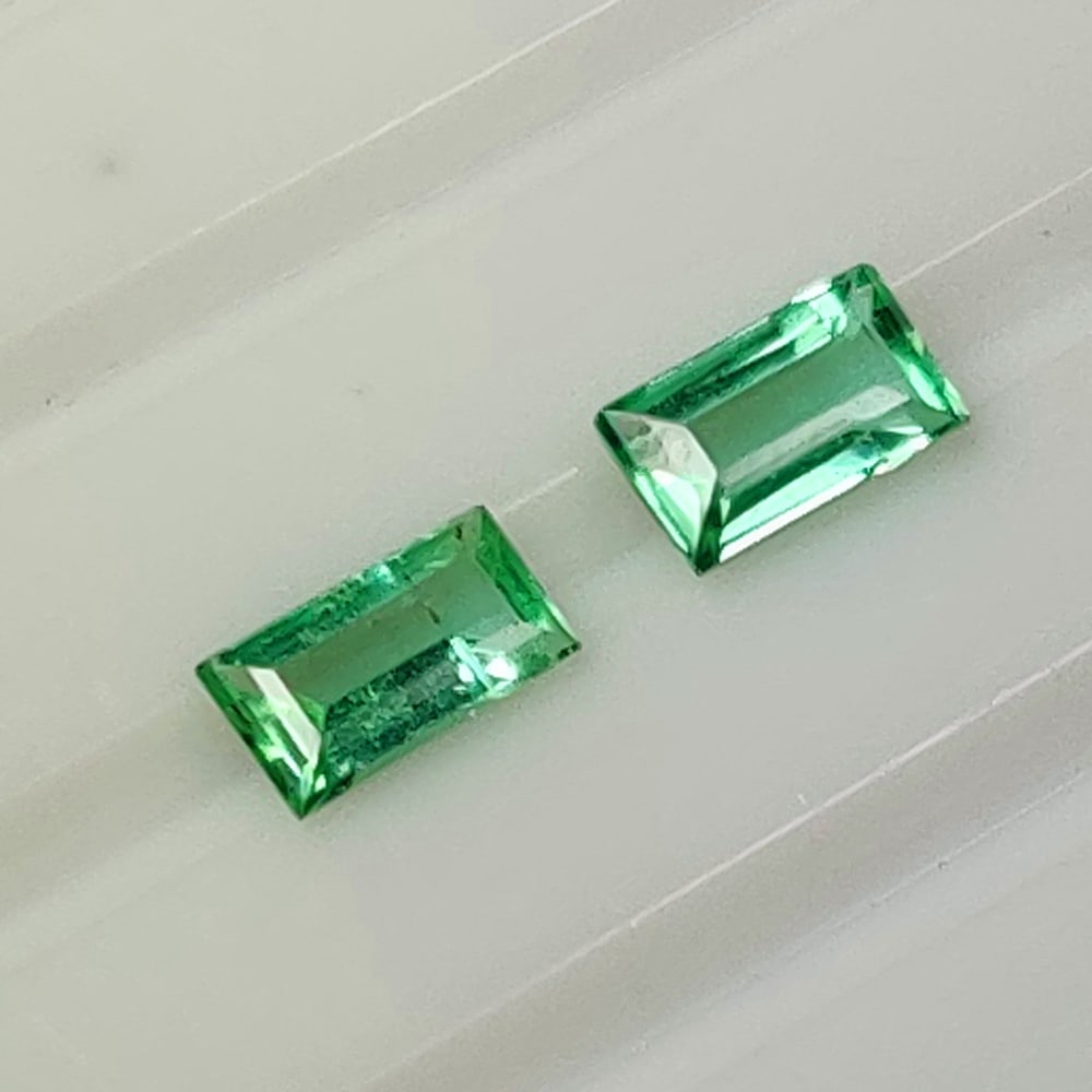 0.30 Ct Natural Zambian Emerald Octagon Pair Certified Natural Gemstones (1 of 2)