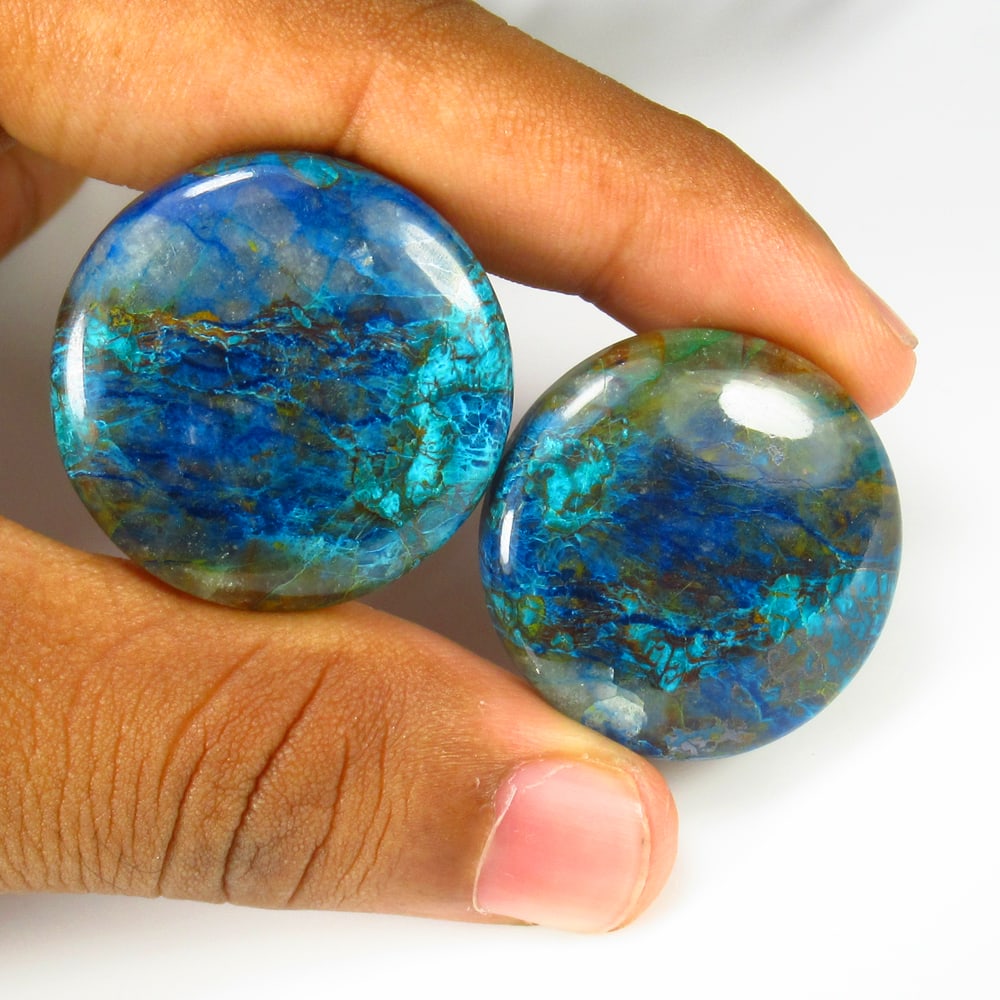 117.66 Ct Natural Tibetian Blue Turquoise Pair Loose Stones Certified Natural earthmined Gemstones (1 of 3)