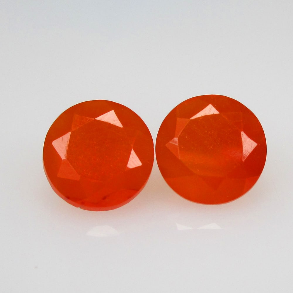 2.46 Ct Natural Carnelian Pair Loose Stones: Weight - 2.46 Ct / Size - 7.20 x 7.20 x 4.60 mm / 2 Pc's / Shape - Round Cut / Clarity - Semi - Transparent / Origin - Brazil