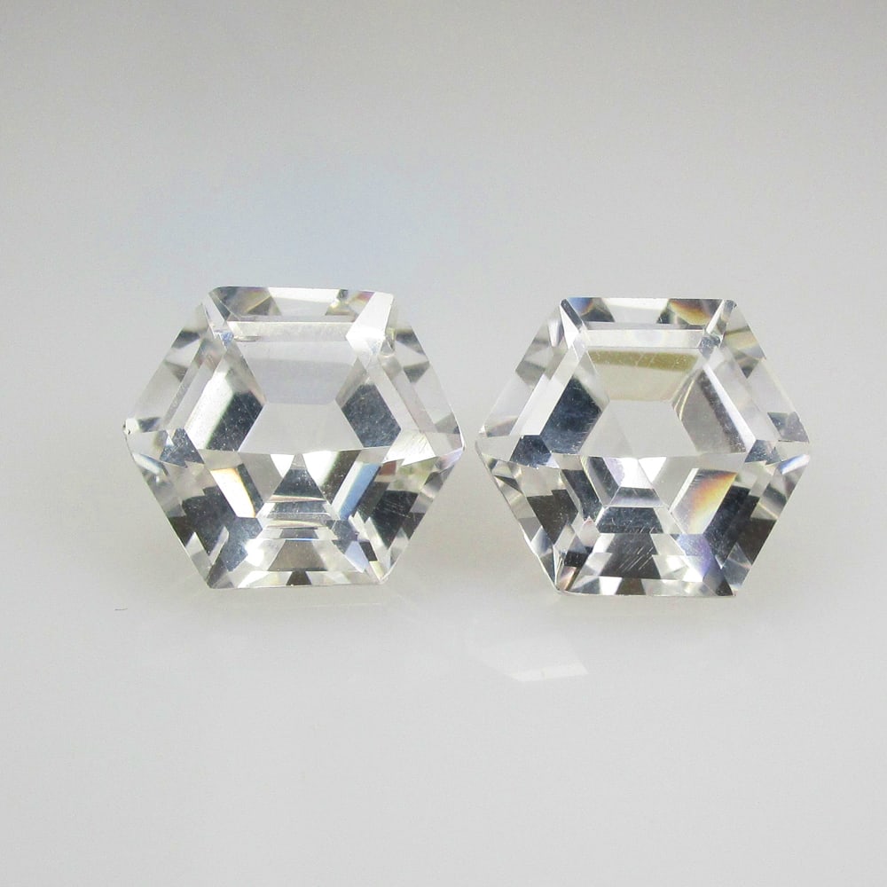 11.89 Ct Natural White Quartz Pair Loose Stones (1 of 2)