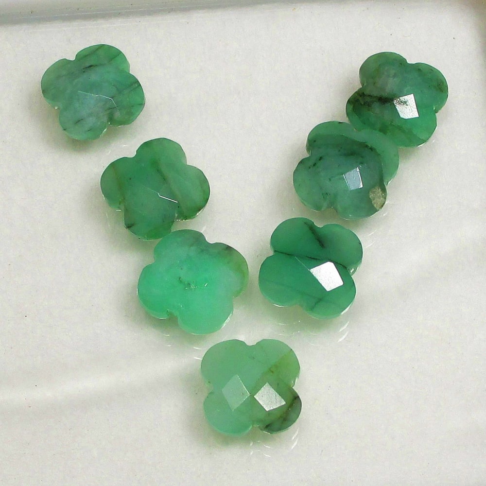13.04 Ct Natural Emerald Set Loose Stones: Weight - 13.04 Ct / Size - 7.9x3.70 - 8.1x4.1 mm / 7 PC's / Shape - Fancy Cut / Clarity - Transparent / Origin - Zambia / Treatment - None