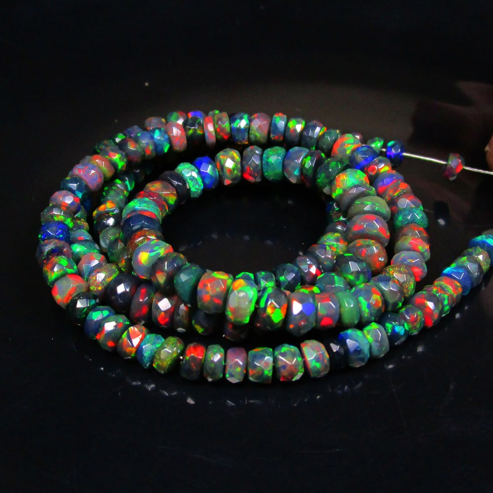 58.53 Ct Natural 167 Black Fire Opal Loose Beads (1 of 2)