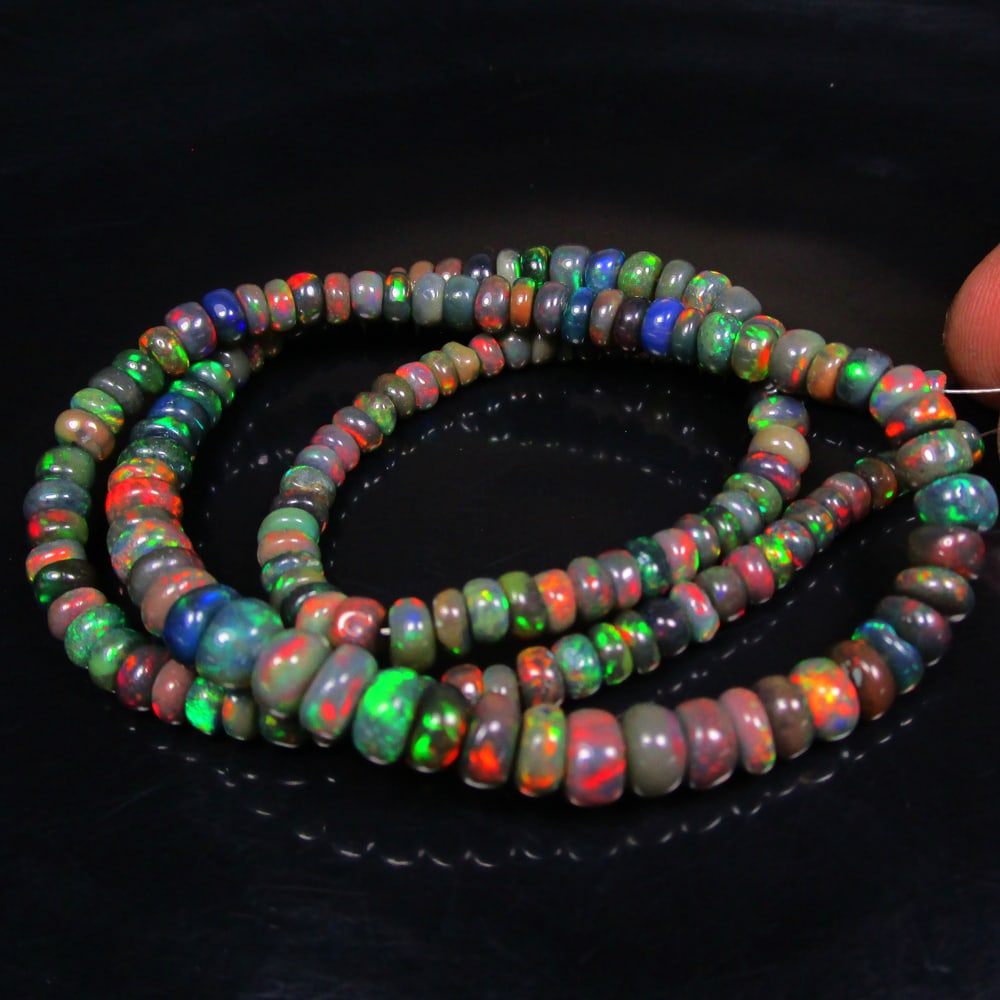 54.45 Ct Natural 171 Black Fire Opal Loose Beads (1 of 3)