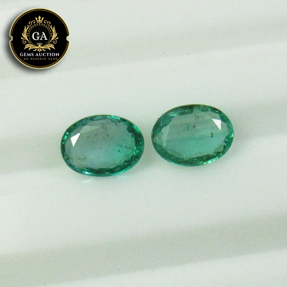 1.49 Ct Natural Zambian Emerald Oval Pair  Loose Stone (1 of 3)