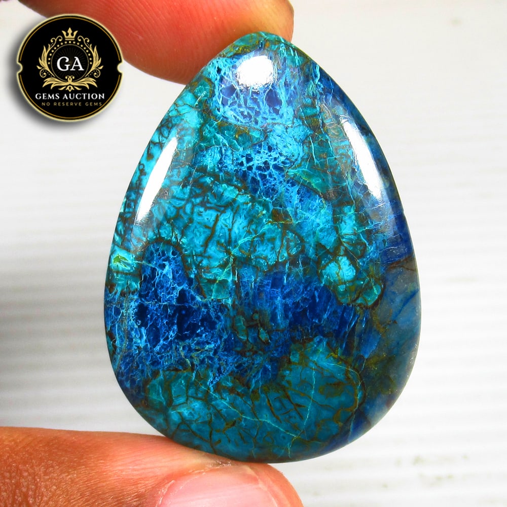53.28 Ct Natural Tibetian Blue Turquoise Oval Cab (1 of 3)