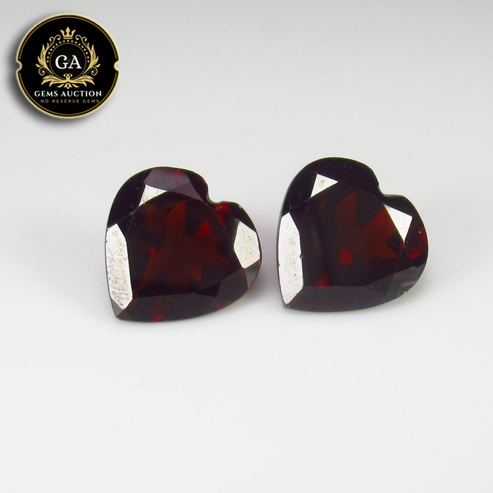 7.31 Ct Natural Rhodolite Garnet Almandine Red Heart Pair (1 of 3)