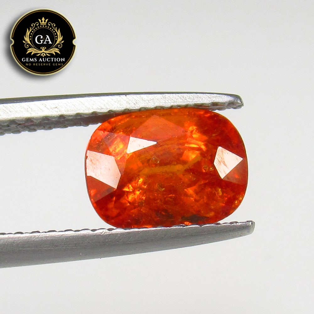 3.18 Ct Natural Fanta Orange Spessarite Garnet Cushion Cut: Weight - 3.18 Ct / Size - 8.70 x 6.50 x 5.70 mm / Shape - Cushion Cut / Clarity - SI / Origin - Madagascar / Treatment - None
