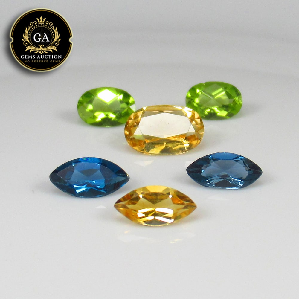 4.77 Ct Natural London Blue Topaz, Citrine, Peridot Jewellery Set (1 of 3)