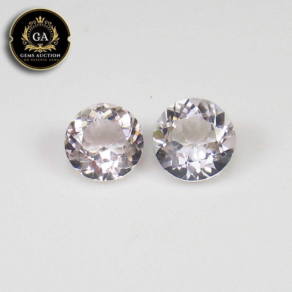 1.58 Ct Untretaed Natural Peach Pink Morganite Round Pair: Weight - 1.58 Ct / Size - 6.00 - 6.40 mm / Shape - Round Cut / Color - Light Pink / Clarity - VVS / Origin - Mozambique / Treatment - None