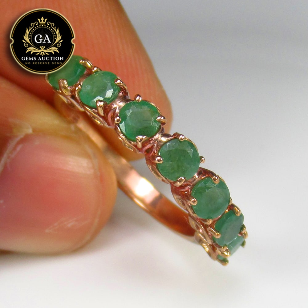 2.39 g 925 Silver Rhodium Polish Ring Natural Emerald (1 of 4)