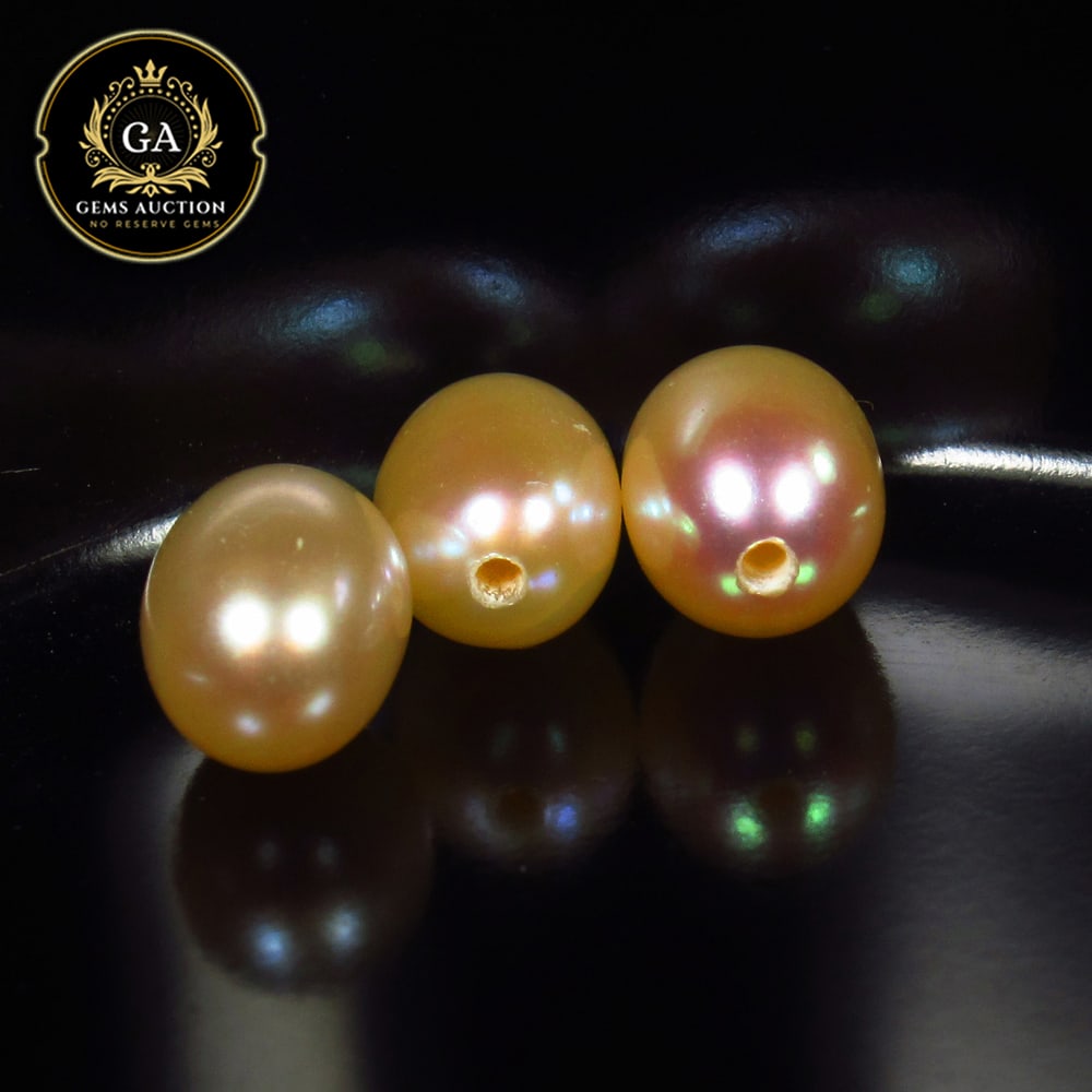 4.05 Ct Natural Fresh Water Pearl Egg Shaped Beads: Weight - 4.05 Ct / Size - 7.0x5.0 - 7.1x5.1 mm / 3 Pc's / Shape - Drilled Dumble Beads / Color - White / Clarity - OPaque / Origin - India / Treatment - None