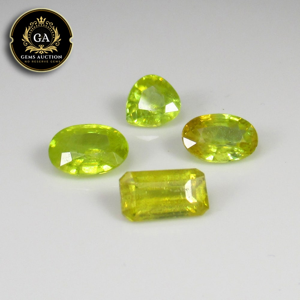 4.06 Ct Natural Greenish Yellow Sphene Mixed Cut Set From Madagascar (1 of 3)