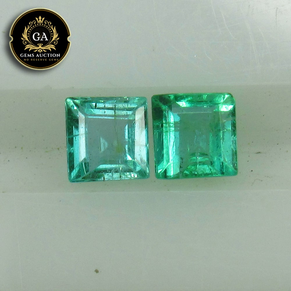 0.31 Ct Natural Leafy Green Emerald Square Cut Pair: Weight - 0.31 Ct / Size - 3.00 x 3.00 x 2.00 mm / 2 Pc's / Shape - Square Cut / Color - Green / Clarity - SI / Origin - Zambia / Treatment - Colorless Oil