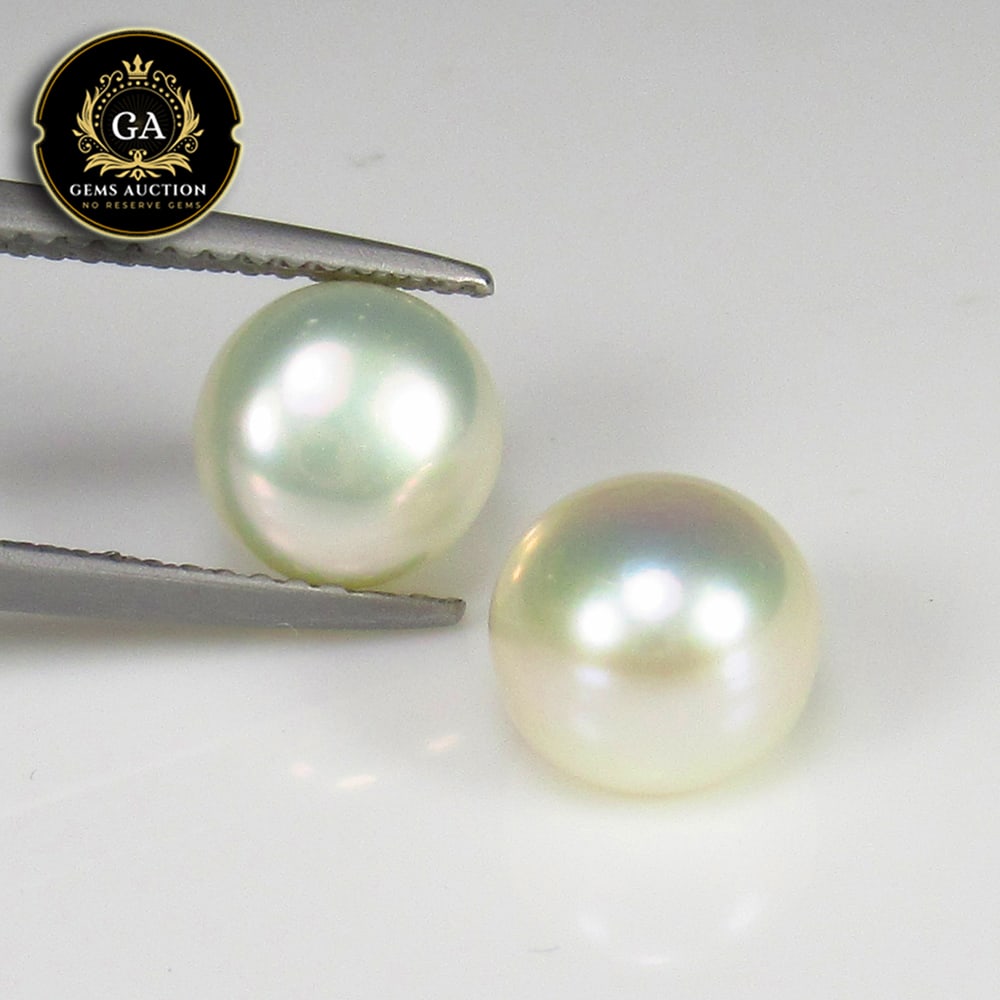 5.09 Ct Natural Fresh Water Pearl Round Beads: Weight - 5.09 Ct / Size - 7.30 x 7.30 x 6.20 mm / 2 Pc's / Shape - Drilled Round Beads / Color - White / Clarity - OPaque / Origin - India / Treatment - None
