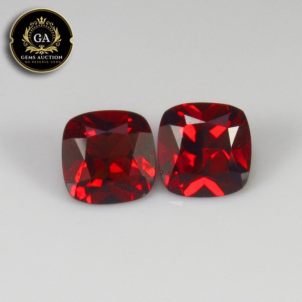 3.46 Ct Natural Rhodolite Garnet Almandine Red Cushion Pair: Weight - 3.46 Ct / Size - 7.00 x 7.00 x 4.30 mm / 2 Pc's / Shape - Cushion Cut / Clarity - VVS / Origin - Nigeria / Treatment - None