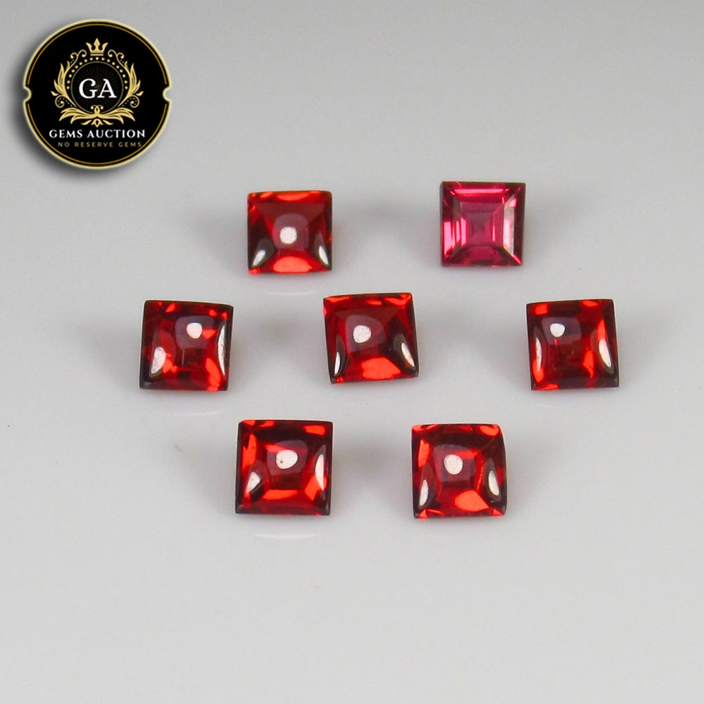 3.16 Ct Natural Rhodolite Garnet Almandine Red Square Jewellery Set (1 of 3)