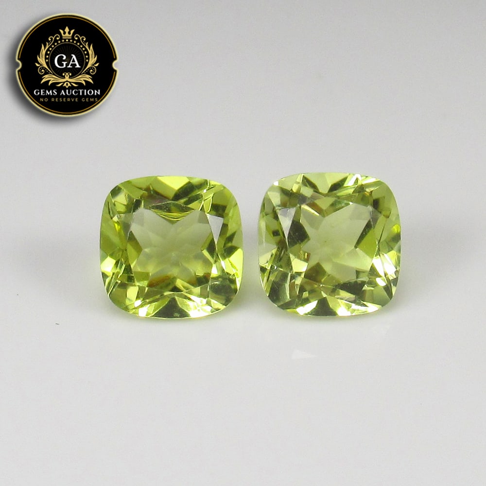 4.76 Ct Natural Lemon Quartz Cushion Cut Pair: Weight - 4.76 Ct / Size - 8.00 x 8.00 x 6.00 mm / 2 Pc's / Top Quality Luster / Excellent Cushion Cut / Origin - Brazil / Treatment - None