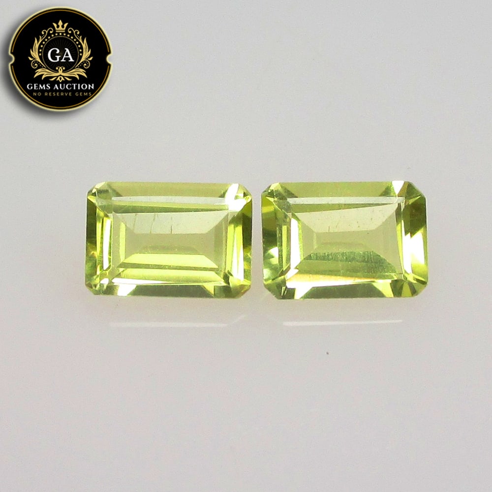 1.54 Ct Natural Loupe Clean Lemon Quartz Octagon Cut Pair: Weight - 1.54 Ct / Size -7.00 x 4.90 x 3.20 mm / 2 Pc's / Shape - Octagon Cut / Clarity - VVS / Origin - Brazil / Treatment - None