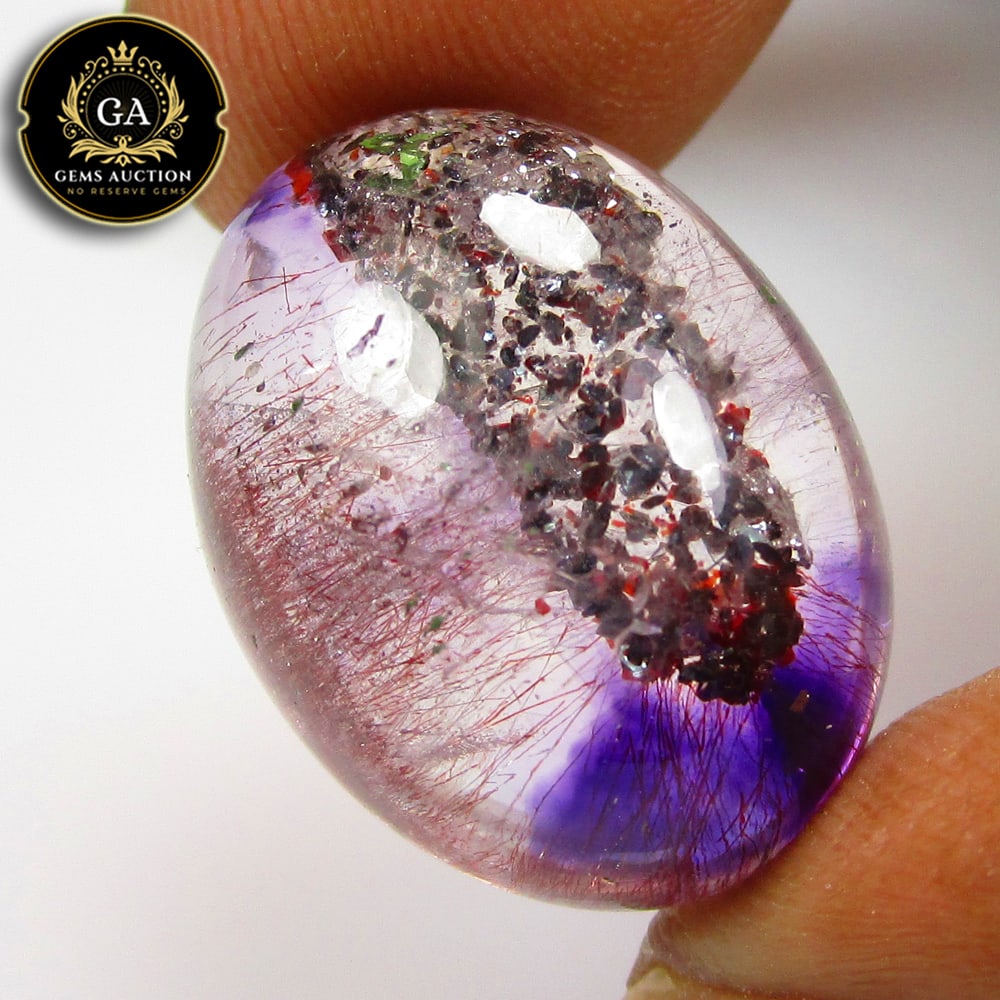 23.10 Ct Natural Rutile Amethyst Quartz Oval Cab (1 of 3)